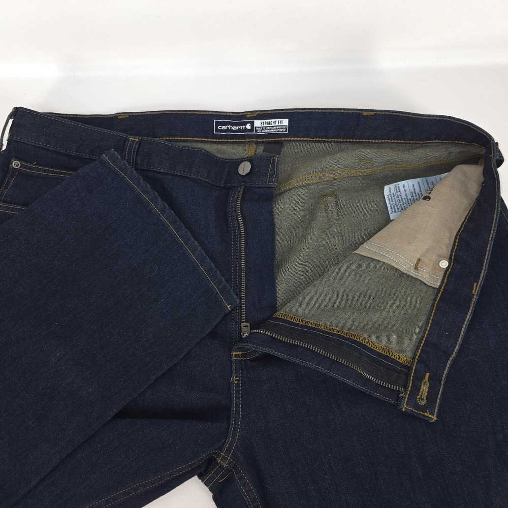 Carhartt Rugged Flex Straight Fit Jeans Mens 42x32 Dark Wash Denim BD2807 102807